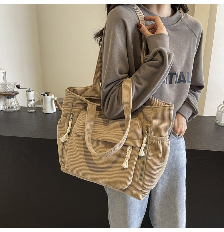 Simple corduroy tote bag