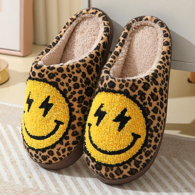 Winter Smiley Face Cotton Slippers
