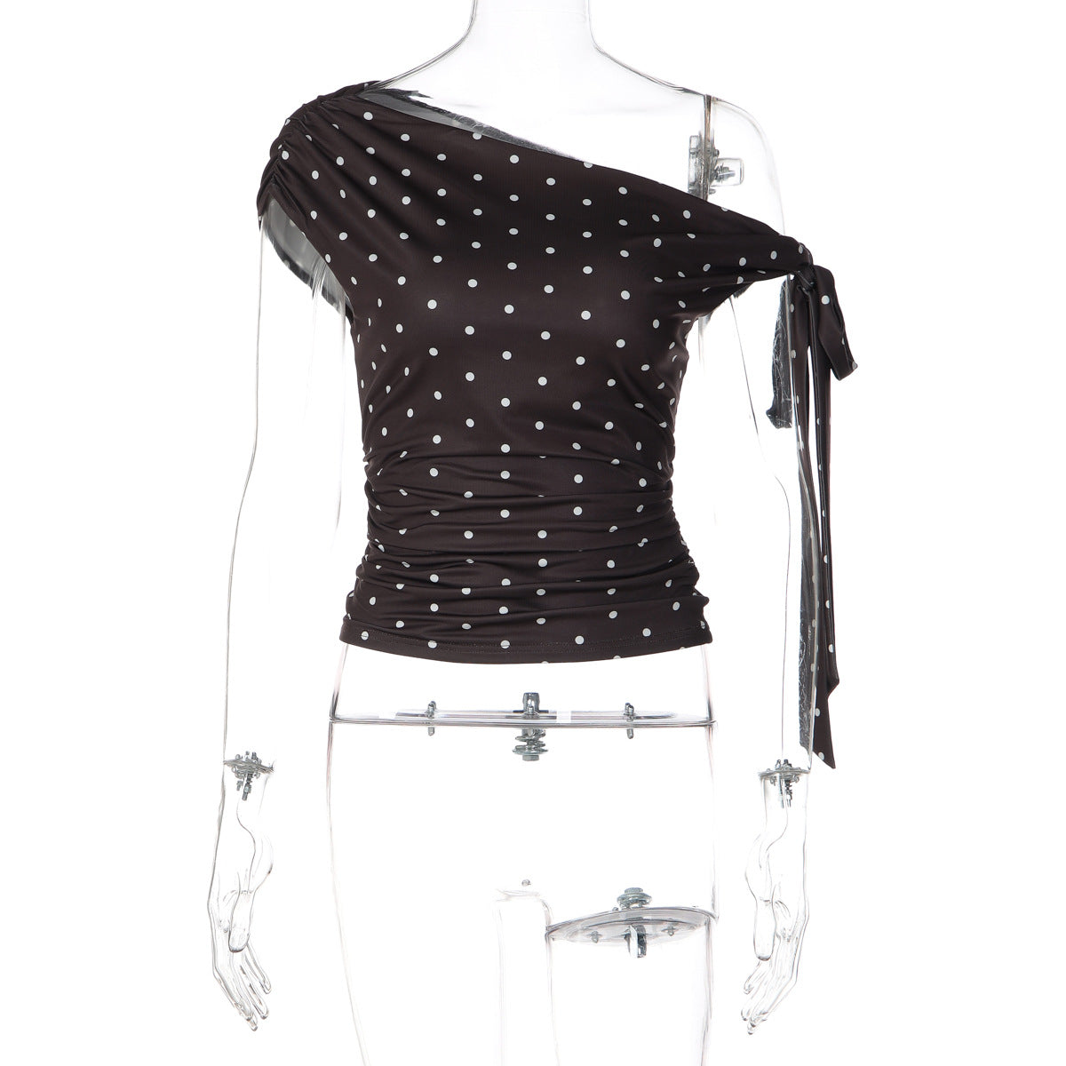 Polka Dot Tie-Up Knit Top
