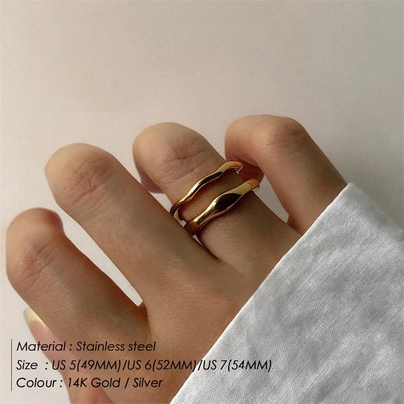 Double Layer Stacked Wavy Vintage Stainless Steel Ring Drip Depot
