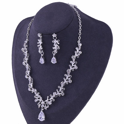 Bridal Zircon Necklace and Earrings Set