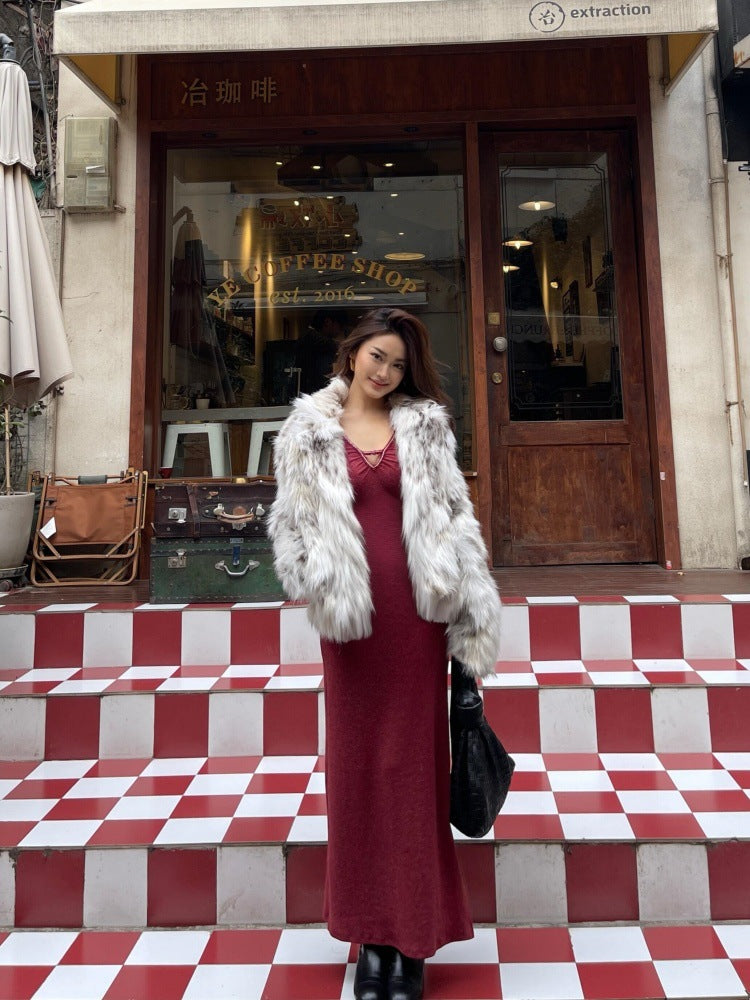 Faux Fur Leopard Print Coat