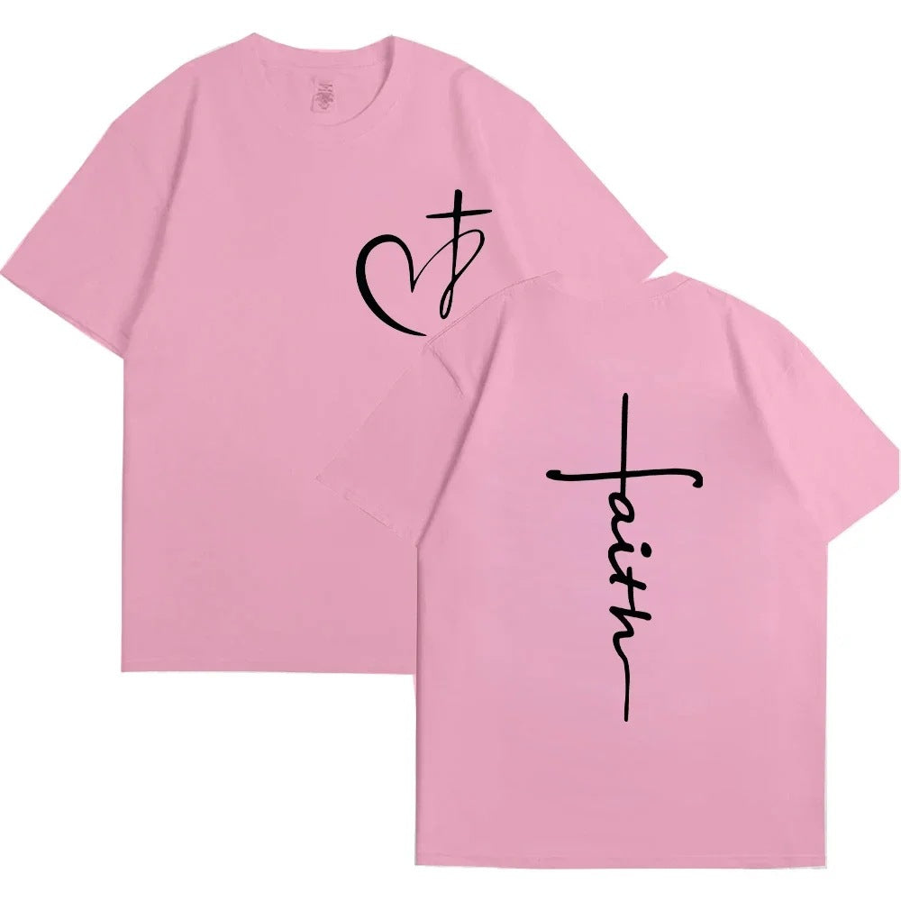 Womens Heart Print Cotton T-Shirt