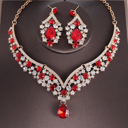 Rhinestone Necklace and Earrings Set