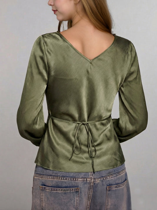 Puff-sleeve strap top
