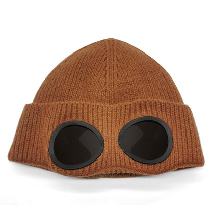 Aviator Goggles Fleece-Lined Knitted Beanie