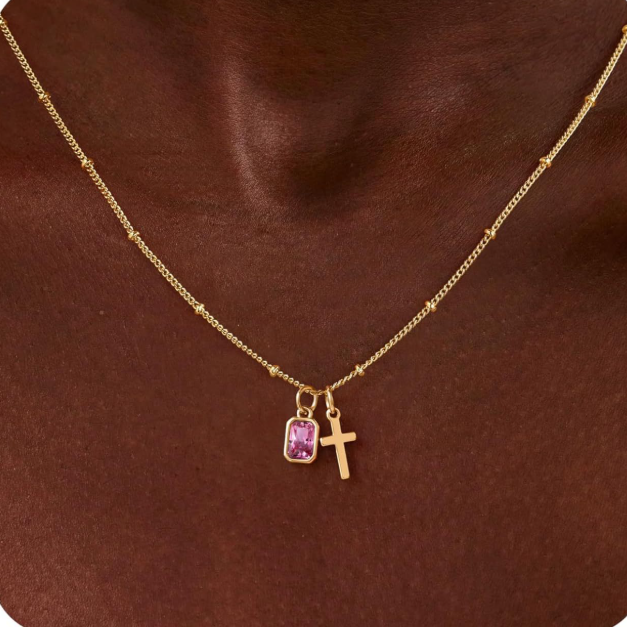 Gold Plated Cross Zircon Necklace
