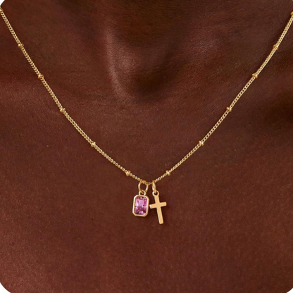 Gold Plated Cross Zircon Necklace