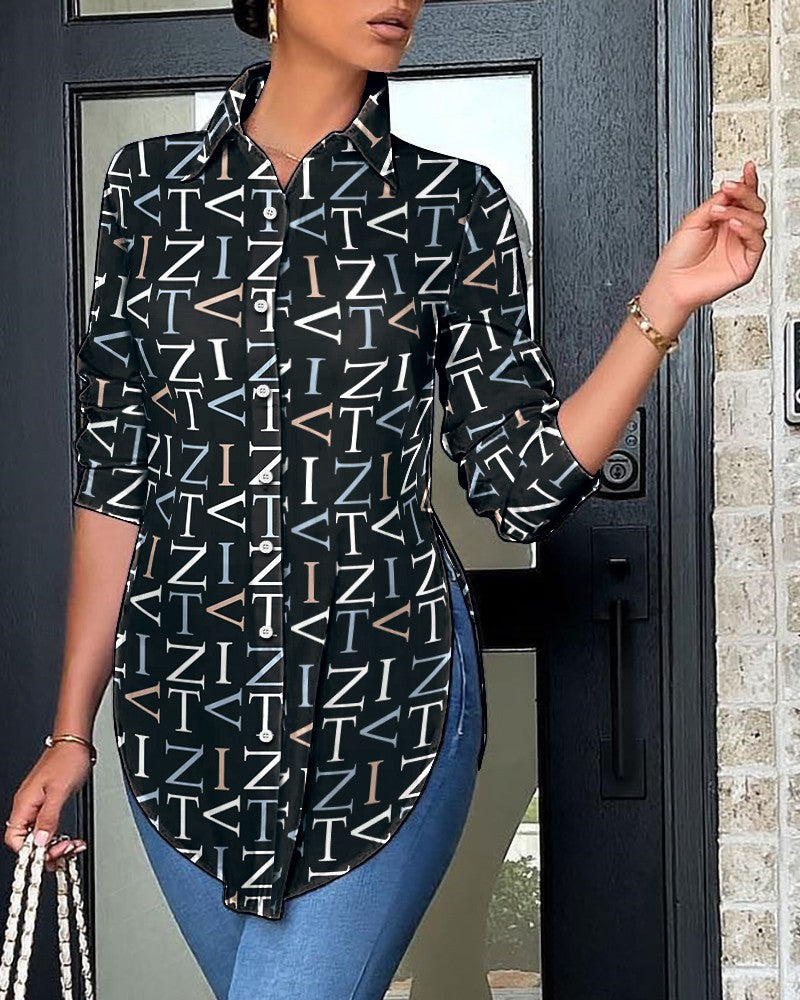 Womens Slim Fit Polo Collar Shirt
