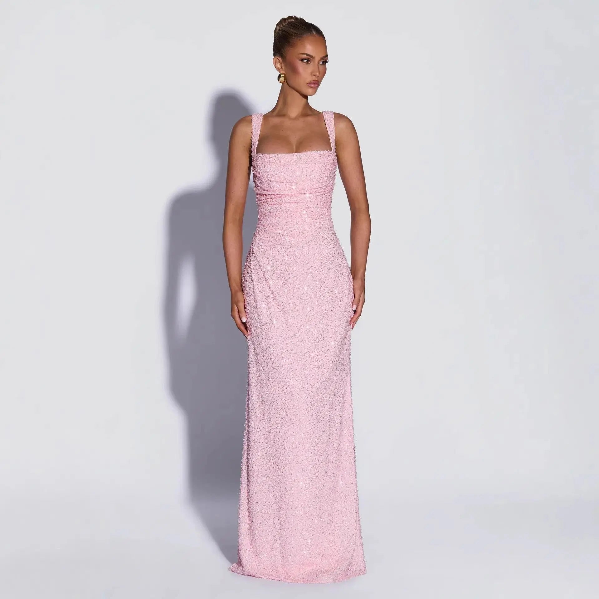 Sequined Sleeveless Tube Top Long Dress with Slit Drip Depot