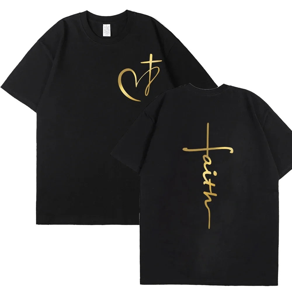 Womens Heart Print Cotton T-Shirt