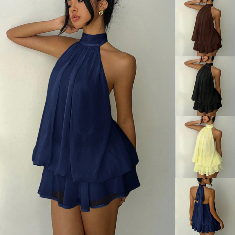Halter Neck Backless Short Dress