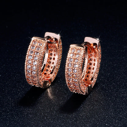 Geometric Square Hoop Zircon Earrings
