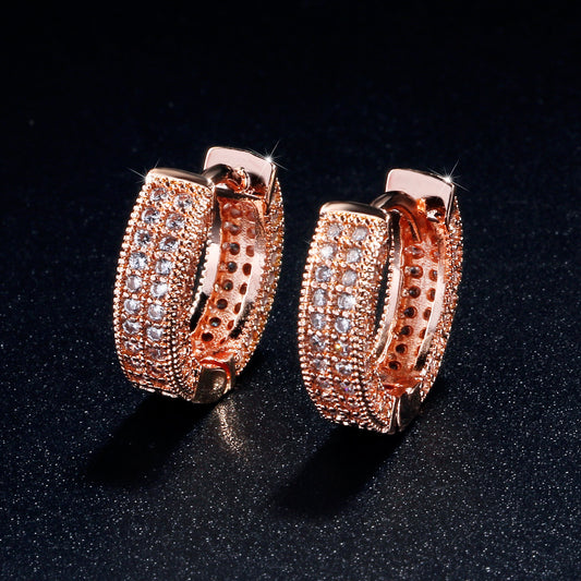 Geometric Square Hoop Zircon Earrings