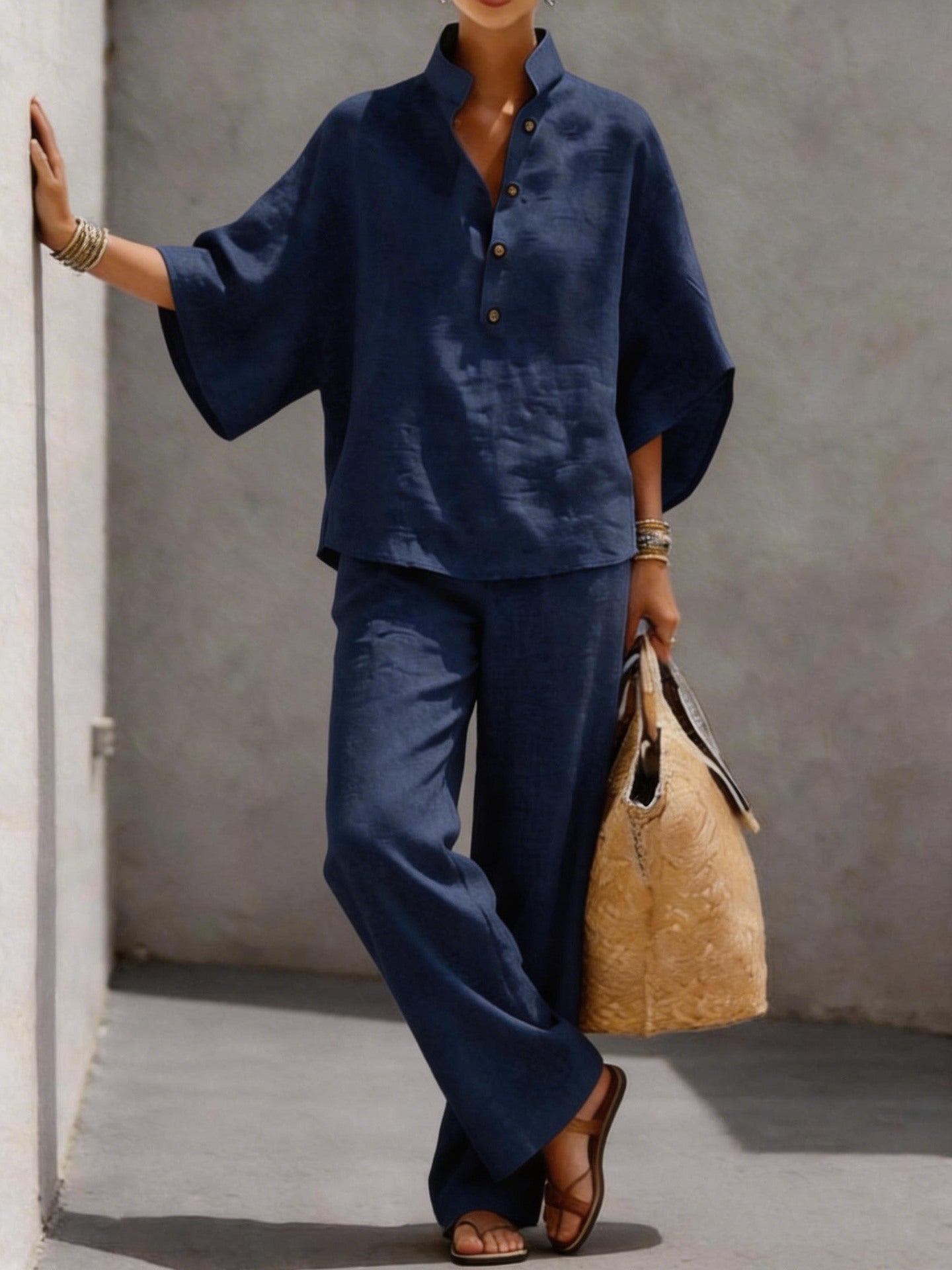 Women's Cotton Linen Shirt and Pants Set Drip Depot