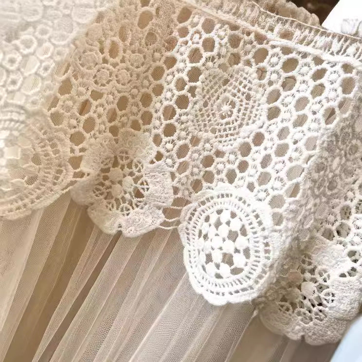 Lace Embroidered Mesh Blouse