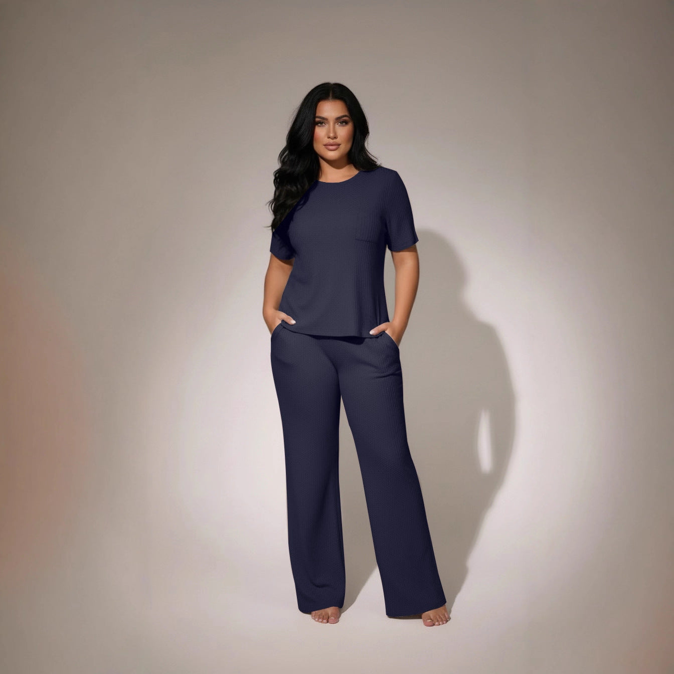 Textured Waffle Casual Set