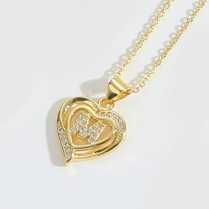 Heart Shape Zircon Letter Necklace