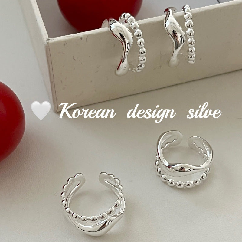 S925 Sterling Silver Double Layer Bead Ring