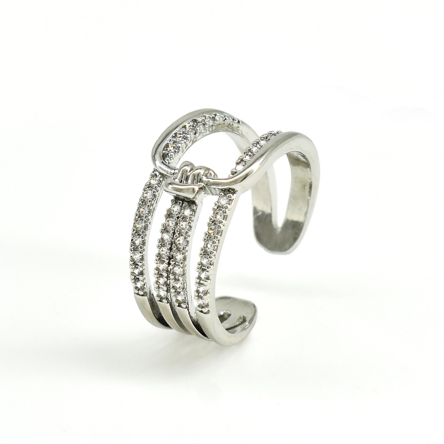 Adjustable Double Layer Geometric Finger Ring