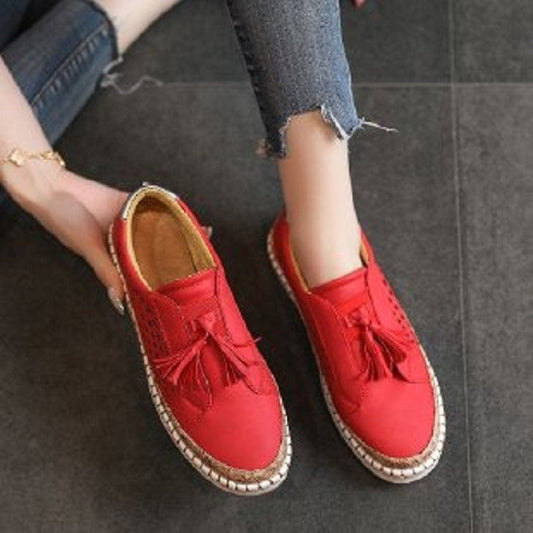 Tassel Round Toe Two-Color Stitching Casual Shoes Drip Depot