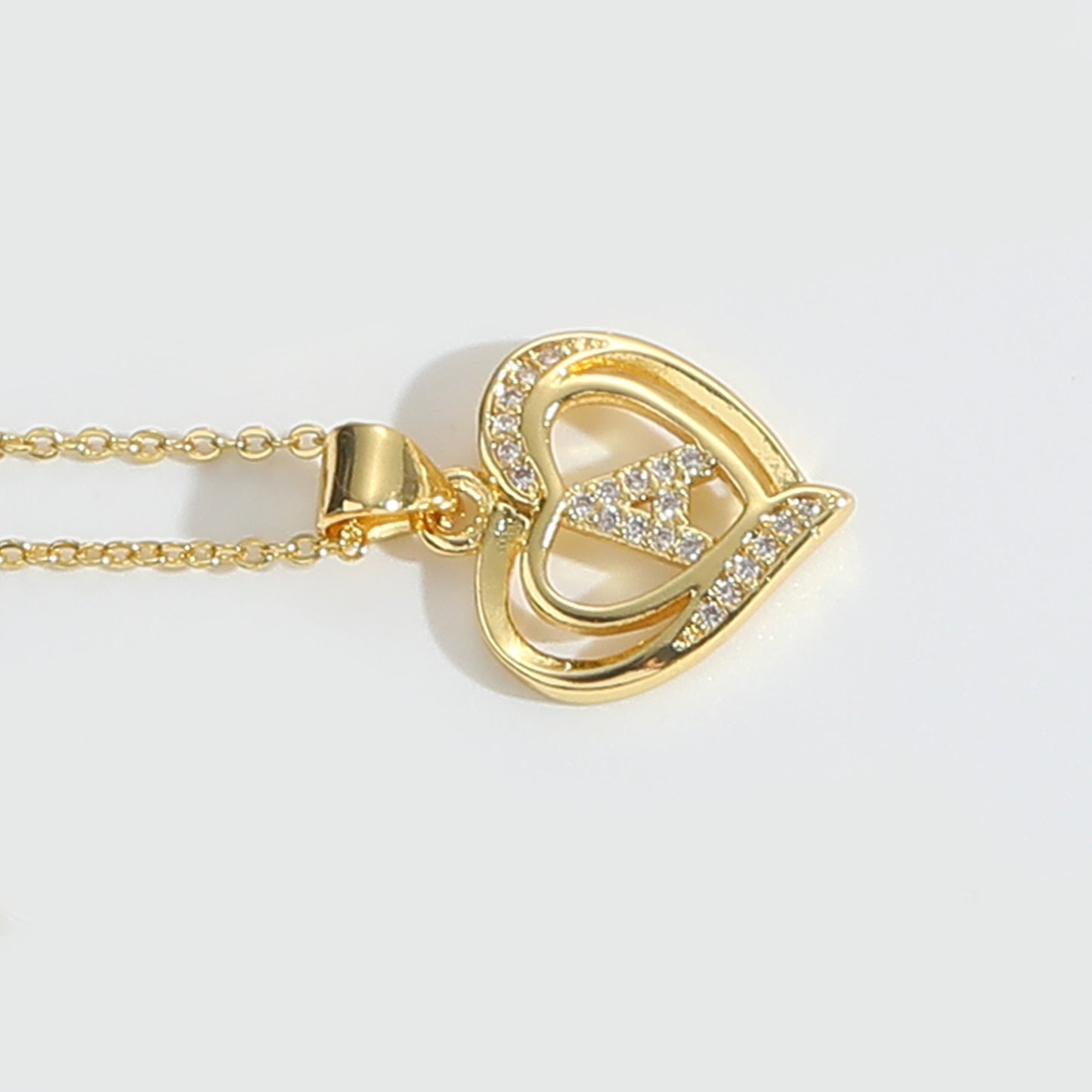 Heart Shape Zircon Letter Necklace