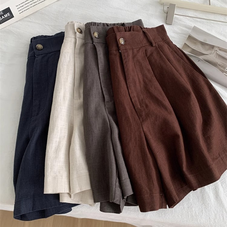 Washed Vintage Linen Cotton Shorts