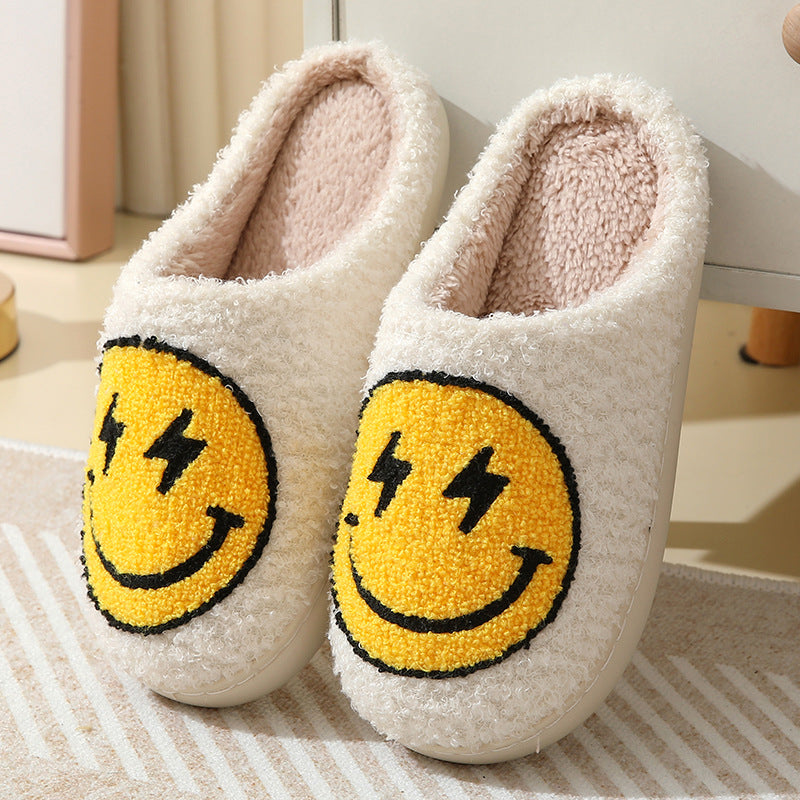 Winter Smiley Face Cotton Slippers