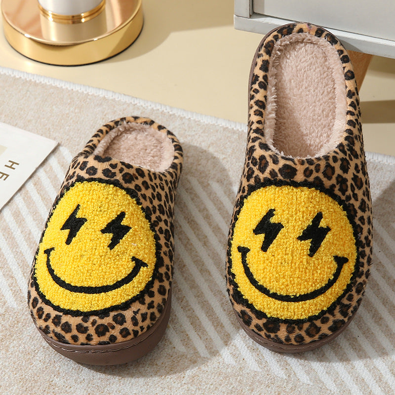 Winter Smiley Face Cotton Slippers
