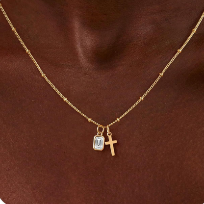 Gold Plated Cross Zircon Necklace