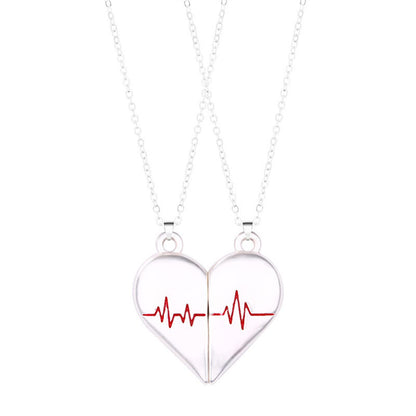 Lagou Heart-Shaped Couple Necklace with Magnetic Pendant