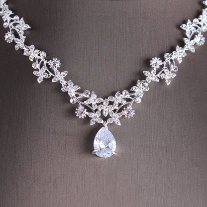 Zircon Necklace and Earrings Set for Wedding