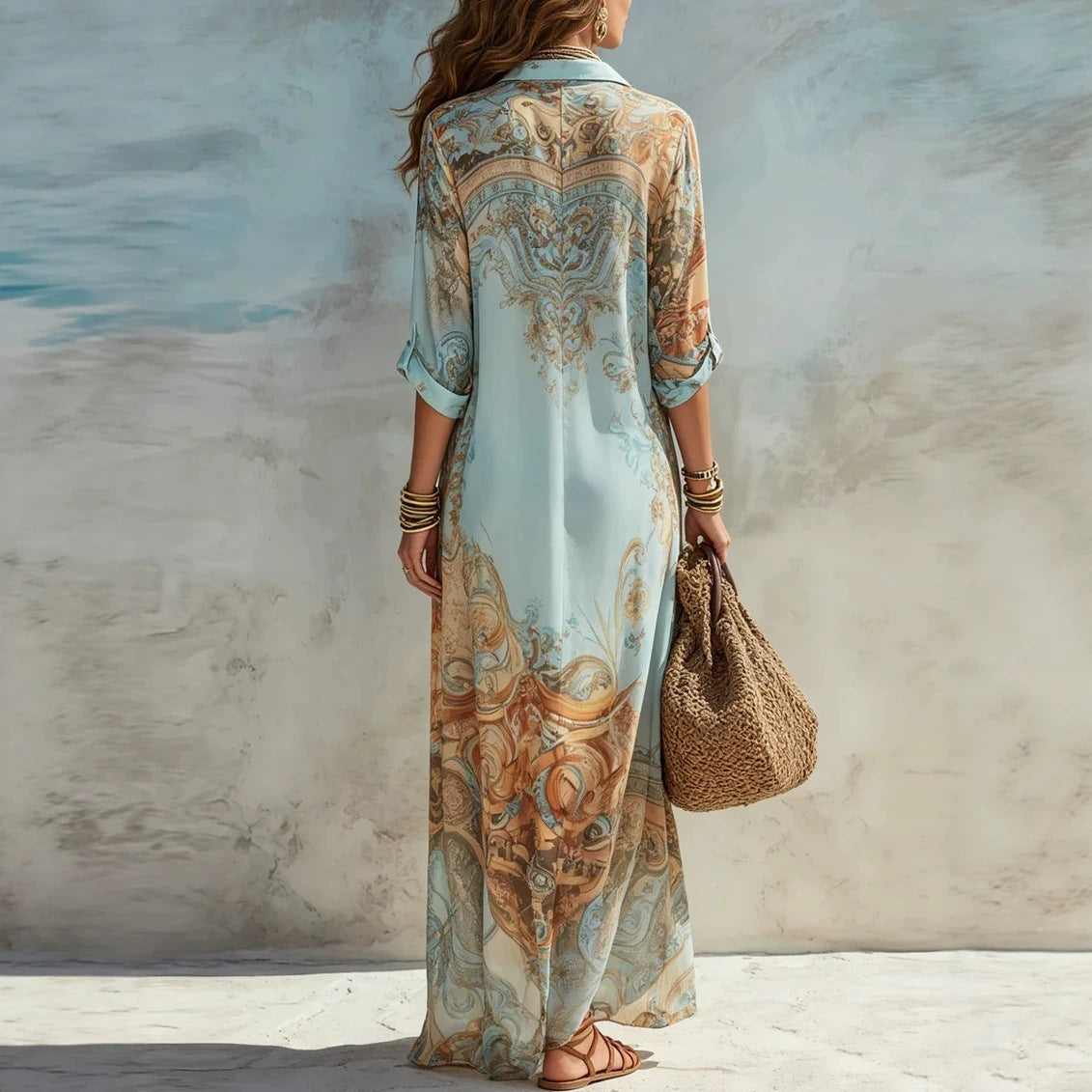 Flowy Retro Print Dress
