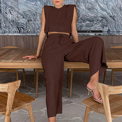 Cotton Linen Vest and Pants Set
