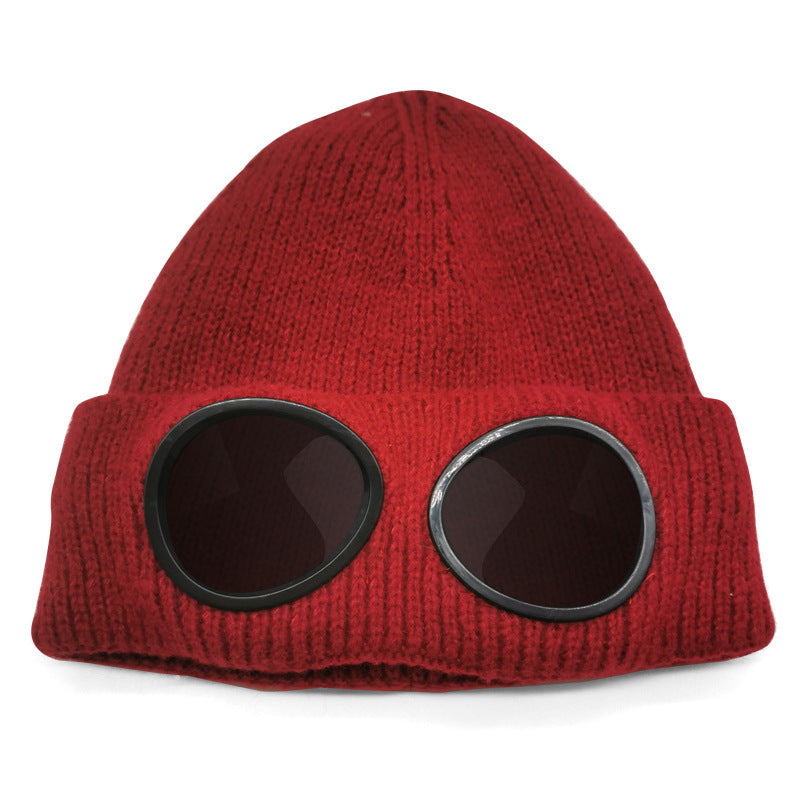 Aviator Goggles Fleece-Lined Knitted Beanie