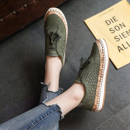 Tassel Round Toe Two-Color Stitching Casual Shoes Drip Depot