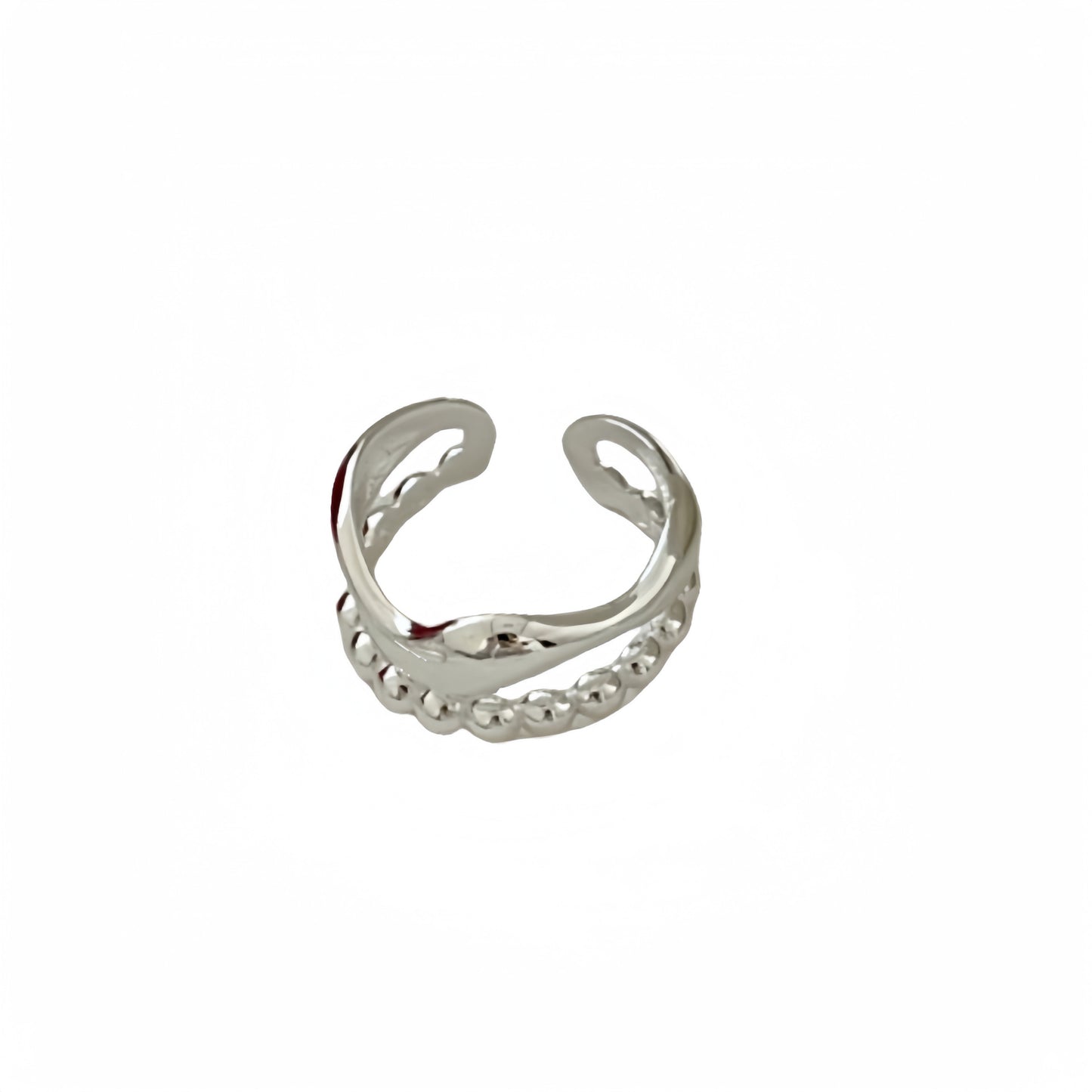S925 Sterling Silver Double Layer Bead Ring