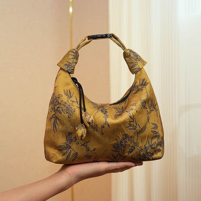 Xiangyunsha Crescent Crossbody Bag with Drawstring
