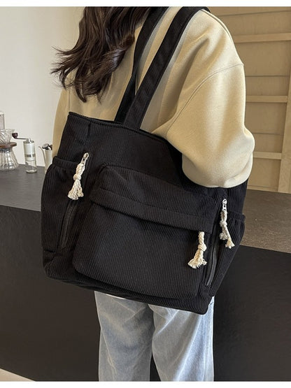 Simple corduroy tote bag
