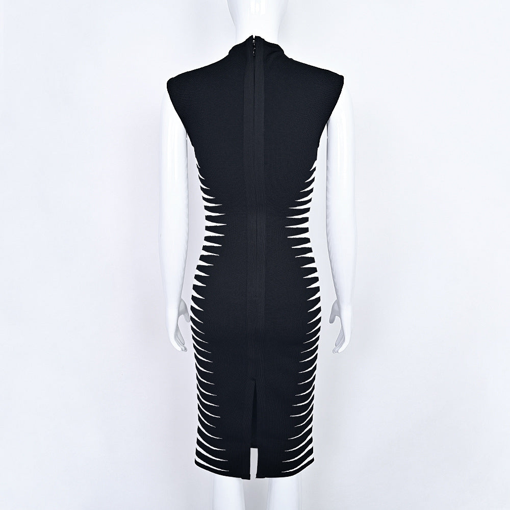 Jacquard Zebra Print Bandage Bodycon Dress