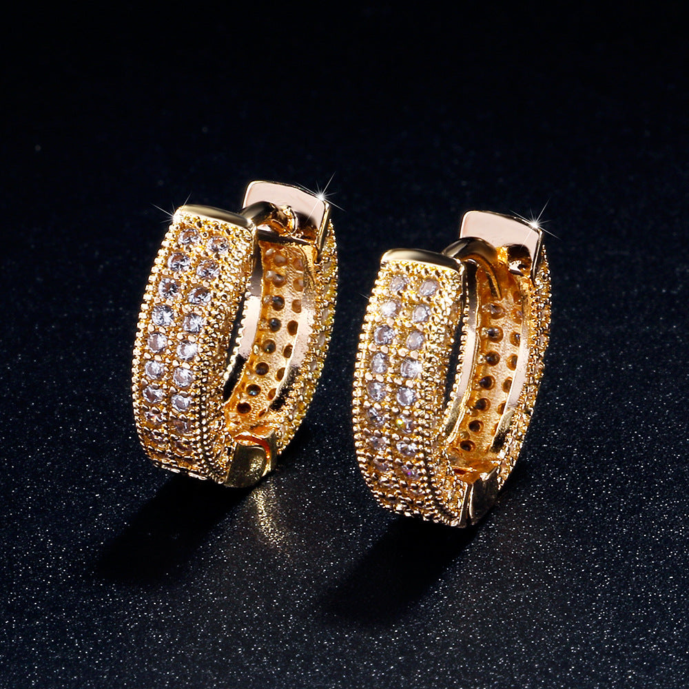 Geometric Square Hoop Zircon Earrings