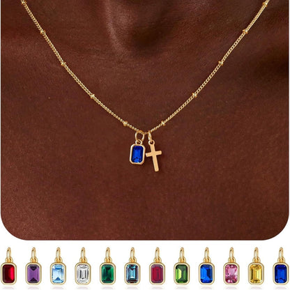 Gold Plated Cross Zircon Necklace