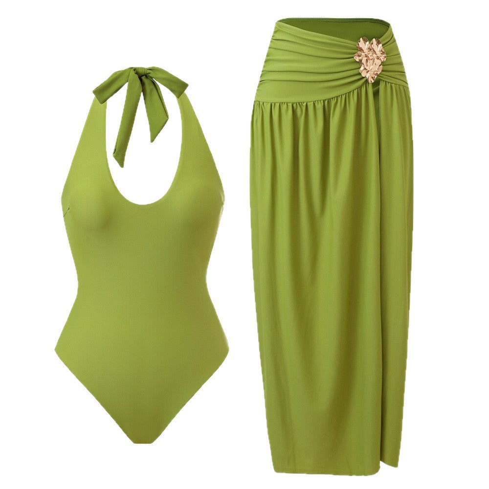 Two-Piece Swimsuit with Slit Dress