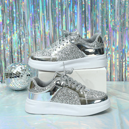 Thick Sole Sequined Casual Sneakers