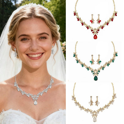Bridal Necklace and Earring Set with Diamond Accents