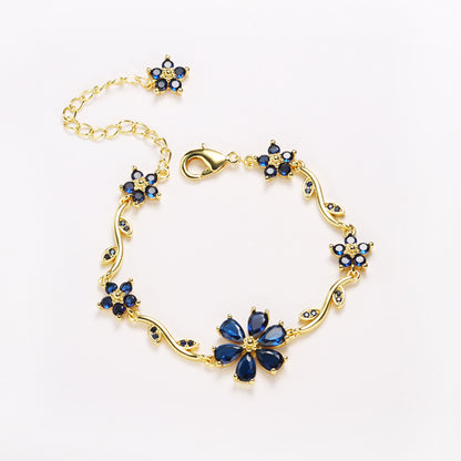 Floral Gold Plated Chain Bracelet