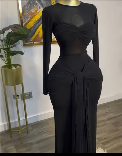 Elegant Long Sleeve Round Neck Bodycon Dress