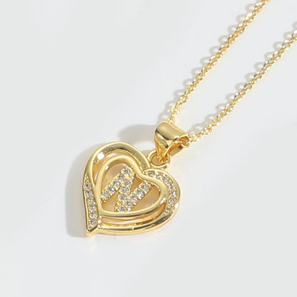 Heart Shape Zircon Letter Necklace