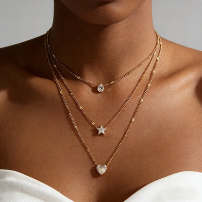 Layered Geometric Pendant Alloy Necklace