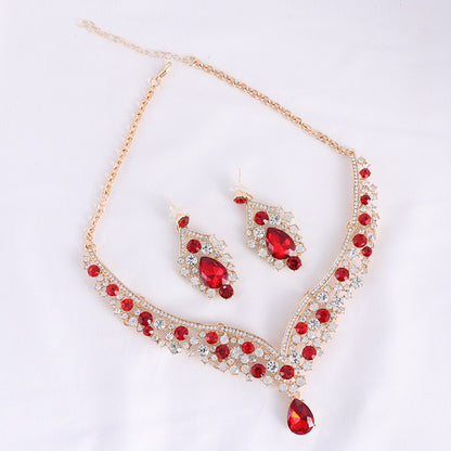 Rhinestone Necklace and Earrings Set